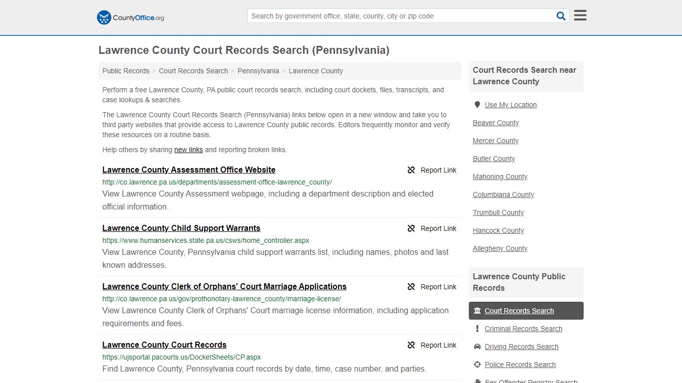 Court Records Search - Lawrence County, PA (Adoptions ...